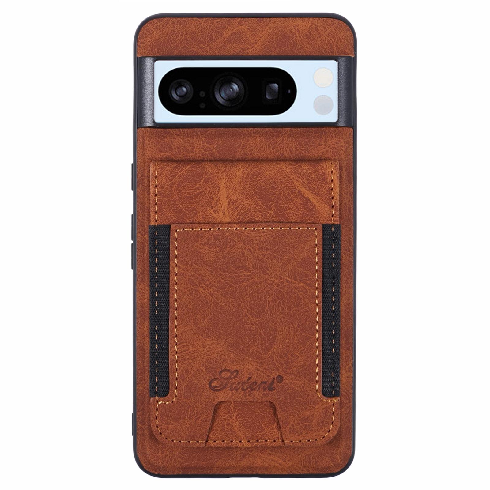 

SUTENI H17 For Google Pixel 8 Pro Magnetic Case Card Slots PU+TPU Kickstand Phone Cover A