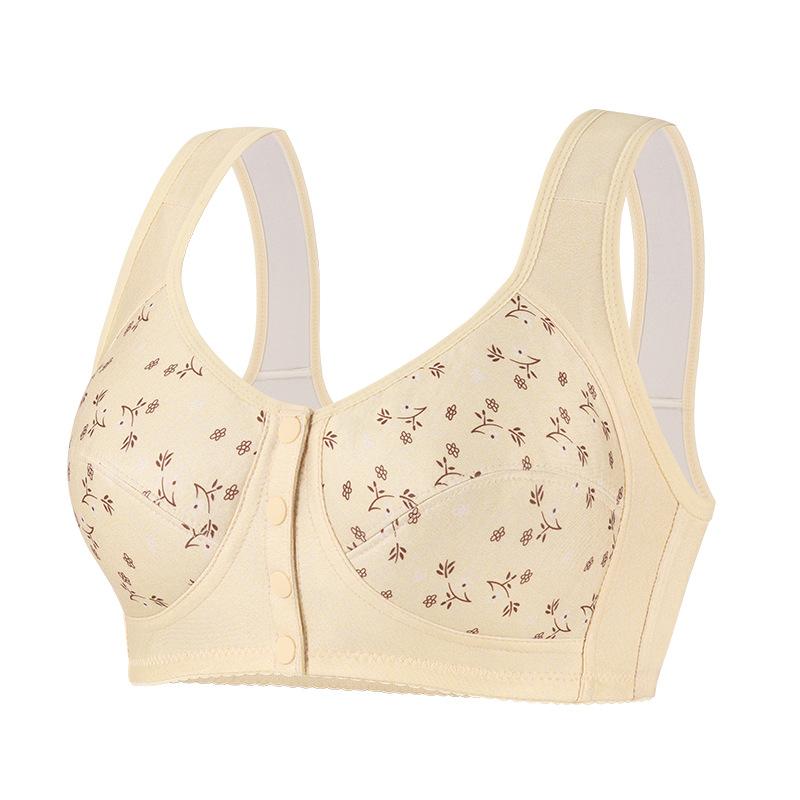 Popular Printed Front Buckle Underwear Women's Soft Cotton Vest Model Without Steel Ring Large Size Bra