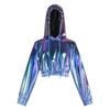 Halloween suit bright leather sexy leaking navel hooded long-sleeved jumper performance suit Symphony laser sweater