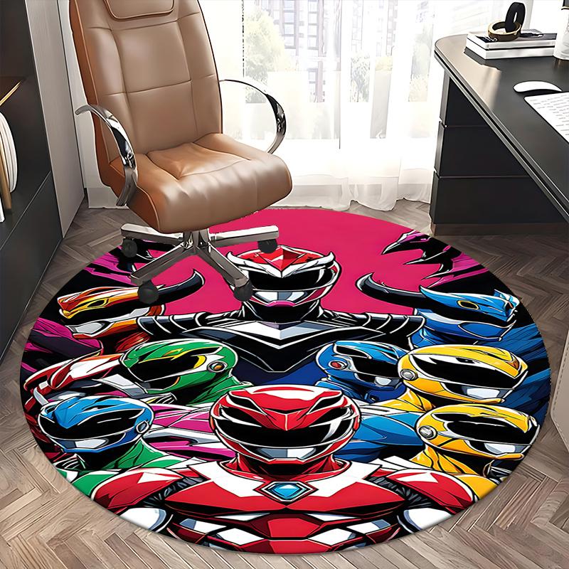 Power Rangers Chair Mat - Round Carpet for Home Decor, Office Use, Living Room, Bedroom, Gift Idea0282b