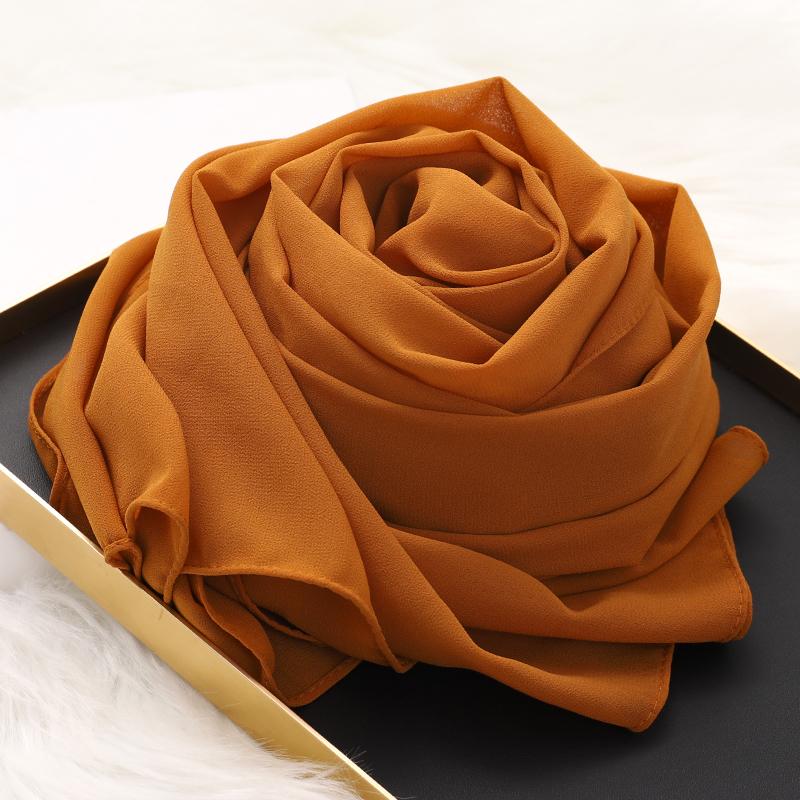 Muslim Hijab Scarf With Zipper Plain Bubble Chiffon Ready To Wear Veiled Hijab Wrap Solid Shawls Headscarf Turban Ramadan