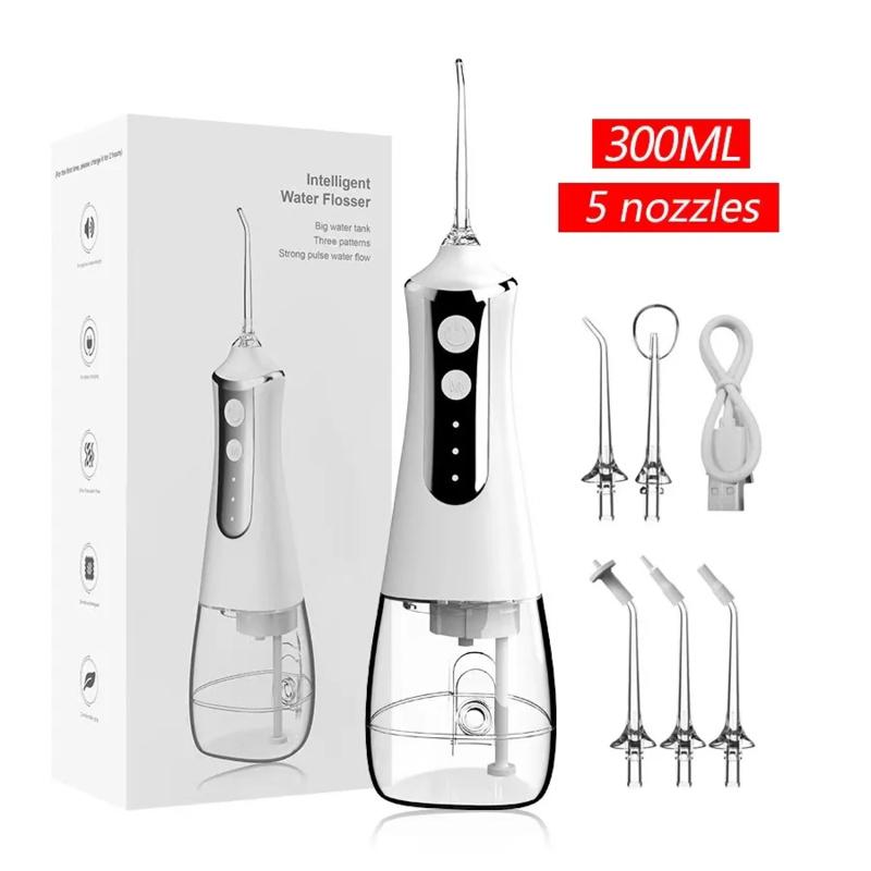 Water Flosser for Teeth Cleaning and Flossing 300ml Water Tank 3 Modes Cordless Rechargeable Oral Irrigator for Home Travel