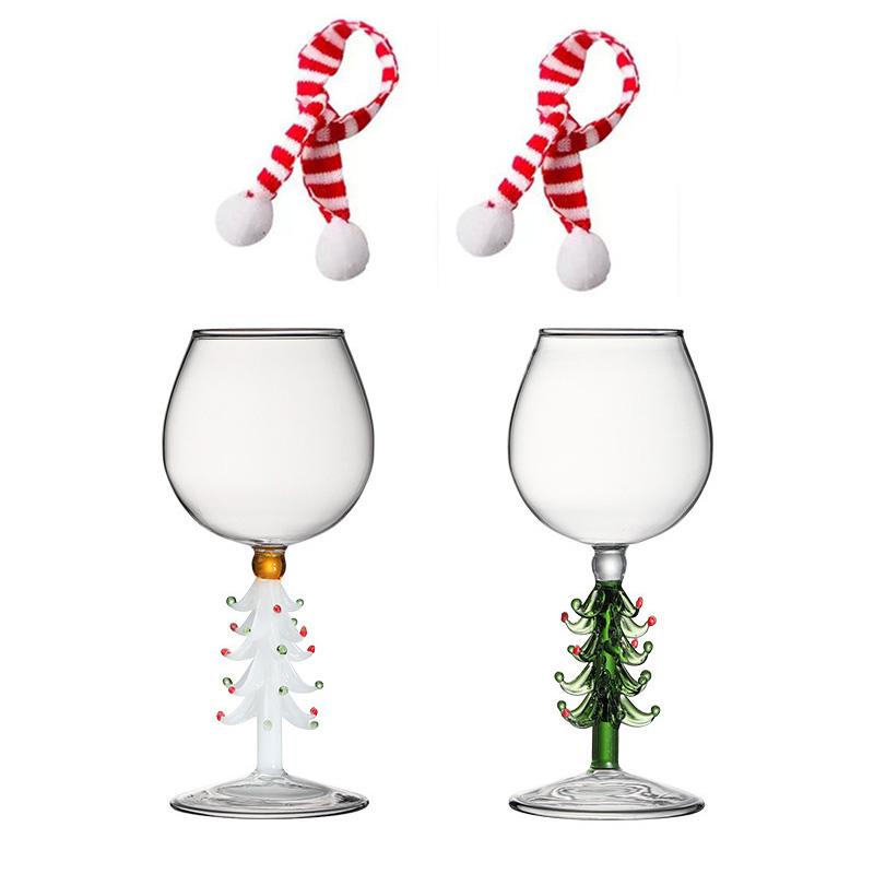Beverage Drinking Cup for Party Use Glass Cup Elegant with Mini Scarf Christmas Gift Stemwares Wine Glass High Stemmed 1/2pcs