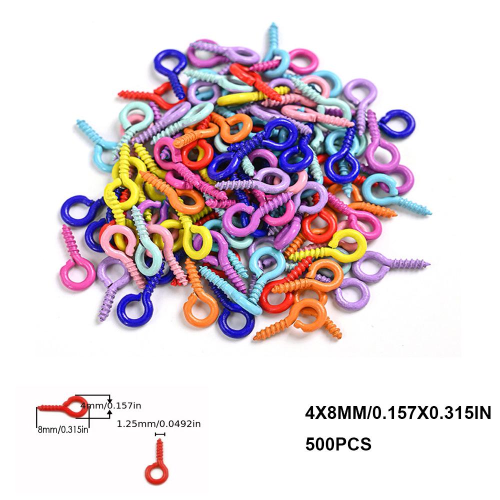

500Pcs Small Screw Eye Pins 4*8mm/5*10mm Colorful Eye Pin Hooks Metal Screw Eye Pins for Mini Metal Peg for Jewelry Making