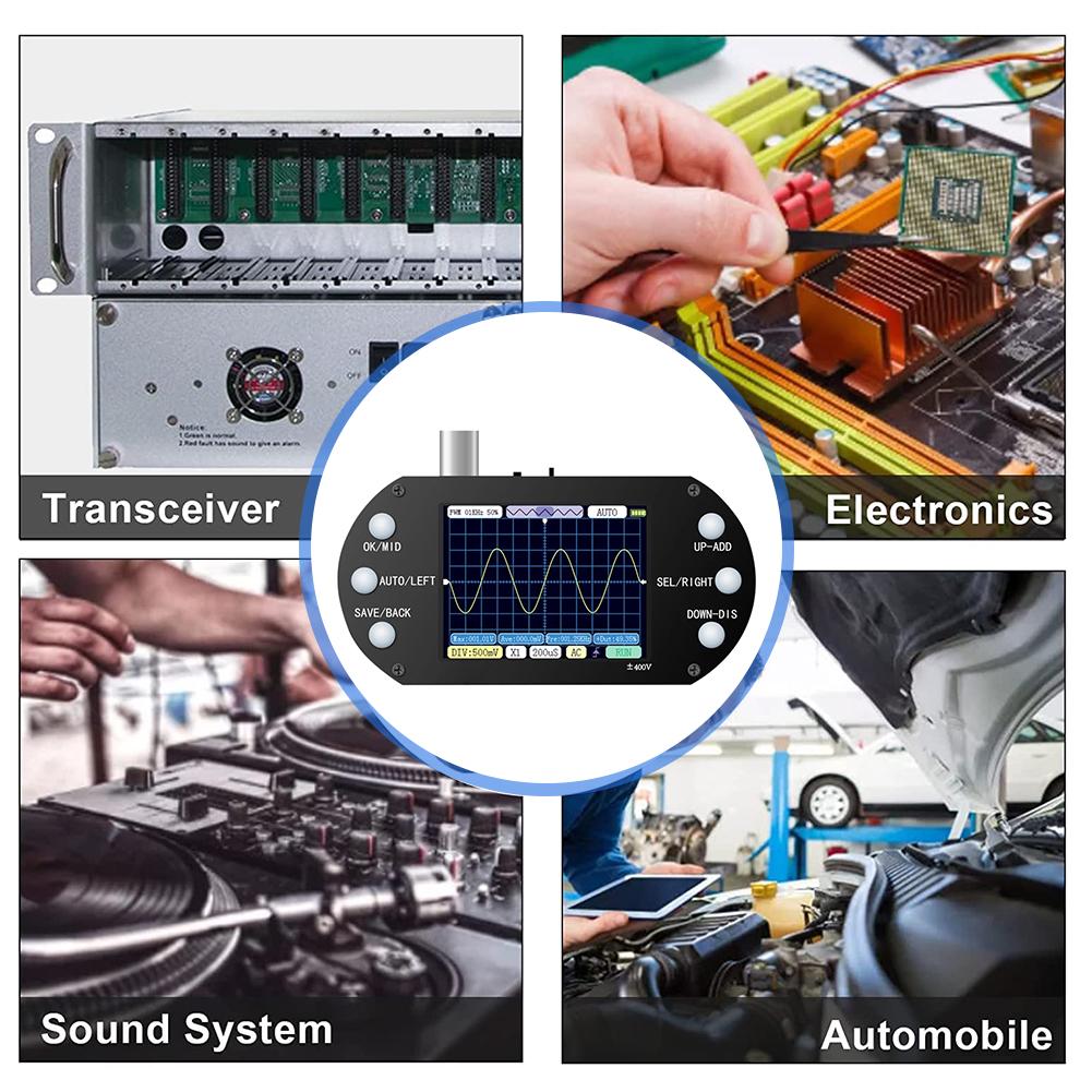 Handheld Oscilloscope 500KHz Bandwidth 2.5MHz Sample Rate Sinewave Square Wave Half Wave Sink Pulse Wave Oscilloscope Car Repair