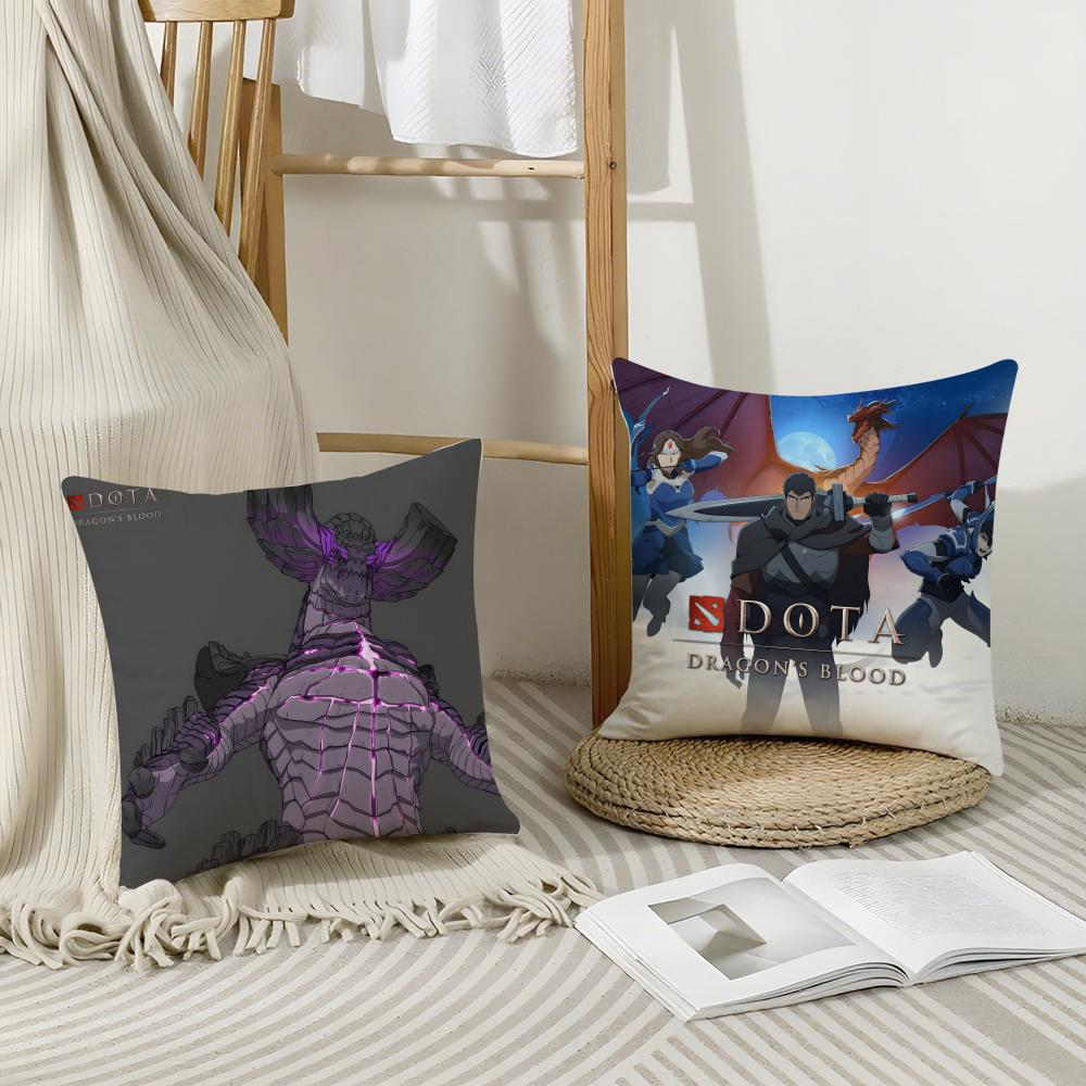 Anime D-Dota: Dragon'S Blood Cushion Cover Breathable Linen Pillowcase Summer Odorless Eco-Friendly Invisible Zipper Washable