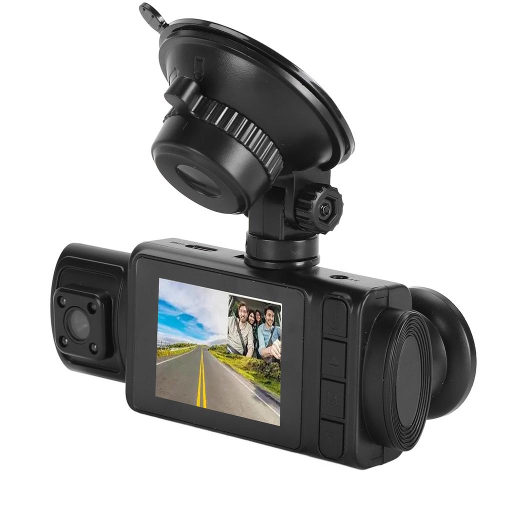 3 Channel Dash Cam Car Front Rear Inside 1080P Full HD Infrared Night Viewing Loop Recording 2in Screen Parking Mode