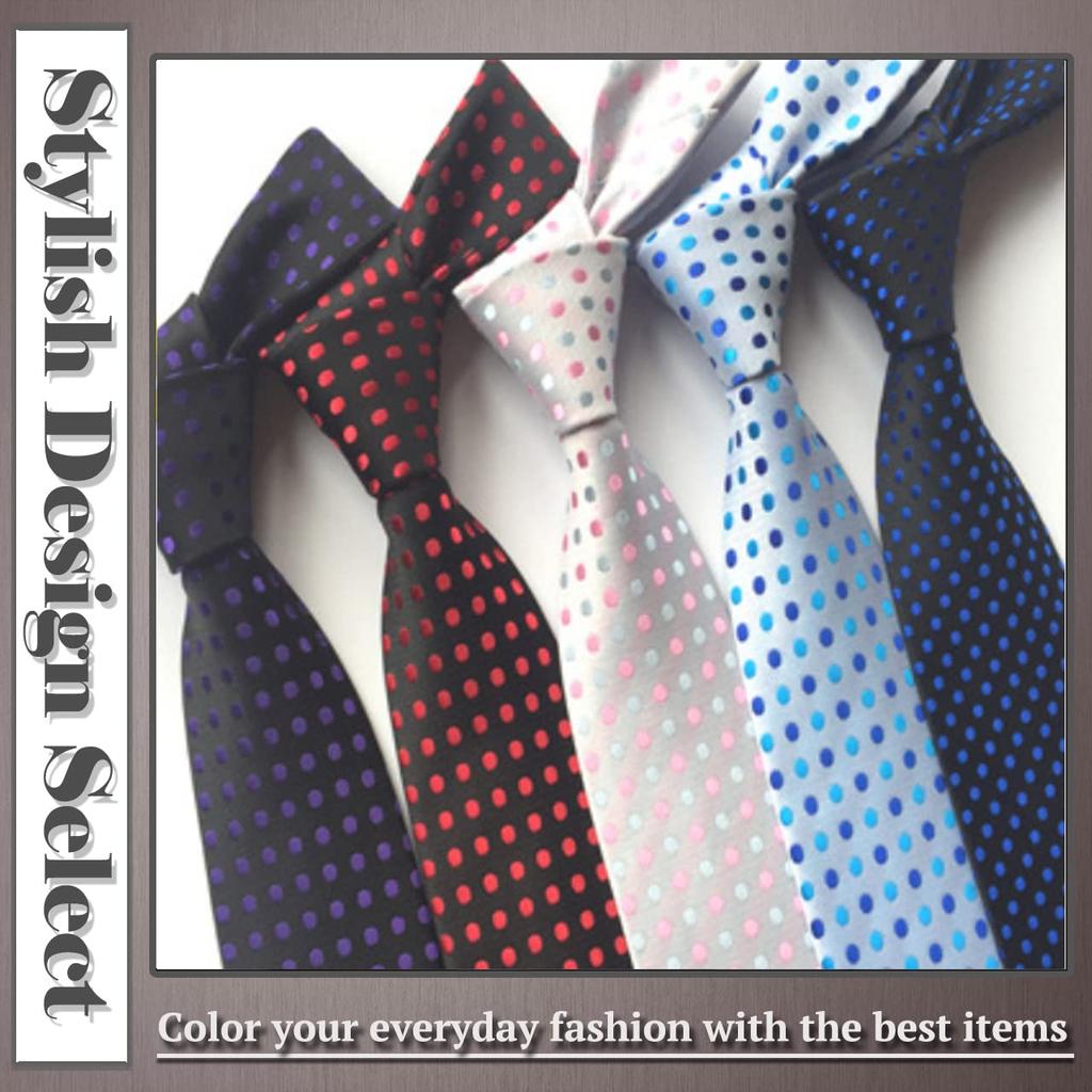 ONE LIMITATION Men's Dot Solid Necktie (NK003, Black) - Suitable for Business and Casual Wear.