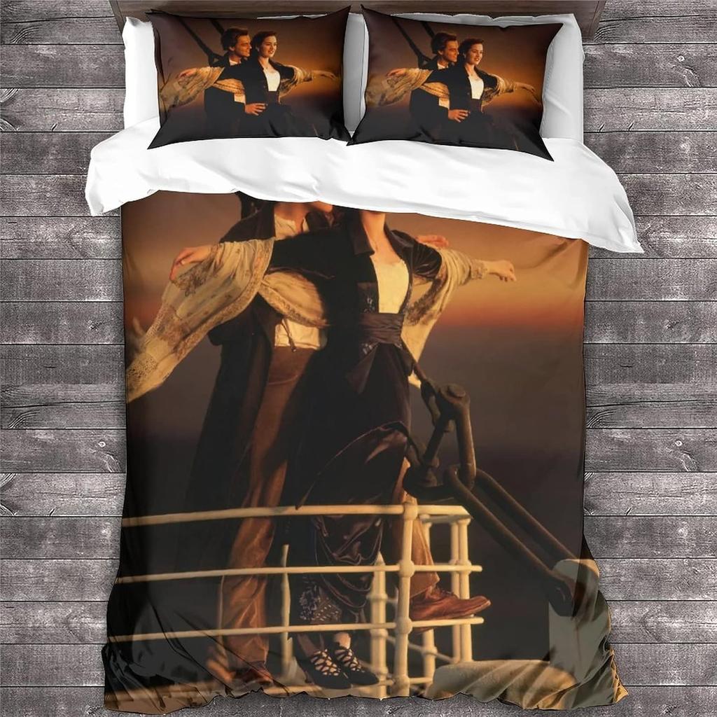 Juego de ropa de cama con funda nórdica y funda de almohada de la película Titanic, decoración para dormitorio de adulto, niño o niña, regalo para niños, tamaño individual o doble.