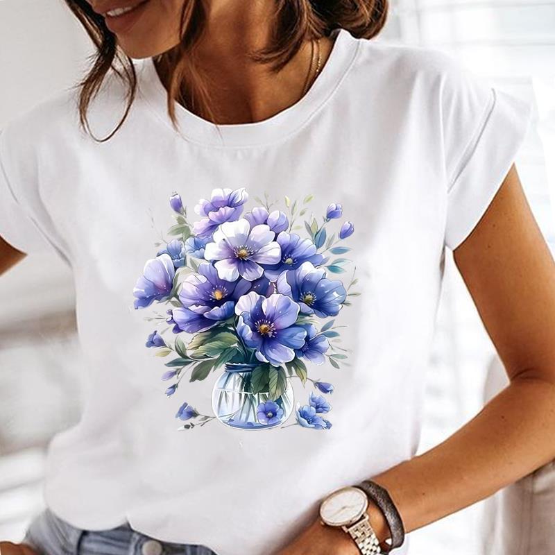 (Asian Size) Butterfly Cute Casual T Shirt Lady Female Top Printed Clothing  Fashion Graphic Short Sleeve T-shirts Women Tee