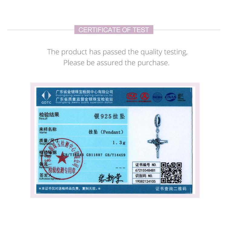 Bamoer 925 Sterling Silver Vintage Romantic Rose Vine and Cross Charm Pendant for Women Fine Jewelry