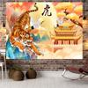 Čínský styl Tygří styl Velký gobelín Nástěnná geometrie Hippie gobelín Domácí pokoj Dekor Estetická dekorace