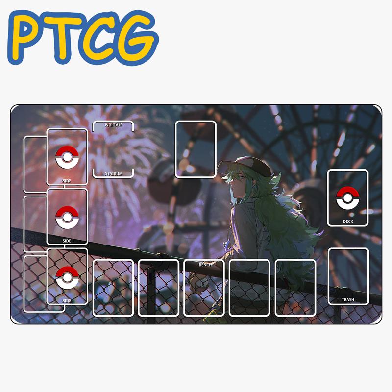 XXMm Diy Ptcg Trainer N Card Battle Mat Ptcg N Single Player Board Game Card Duel Plate Battle Mat Anime Cards Gift Toys 30x80x0.2cm