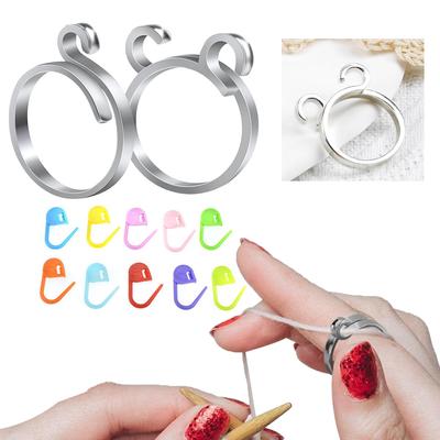 2 Pcs Knitting Accessories 2 Style Braided Knitting Ring Yarn Guide Finger Holder for Crochet Knitting Crafts Accessories Tool