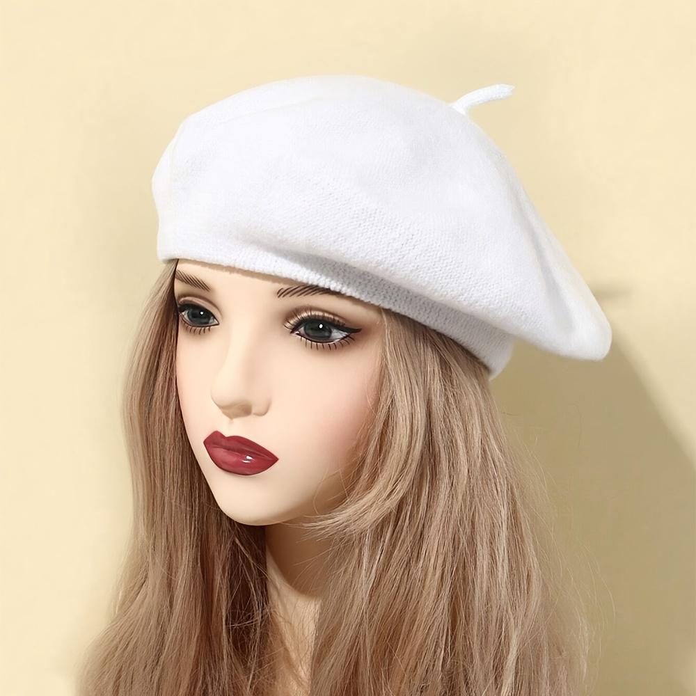 

Шикарный женский берет — винтажный французский стиль черного, красного, оранжевого цветов | Легкий и теплый акрил | Идеально подходит для повседневной носки осенью/зимой белый