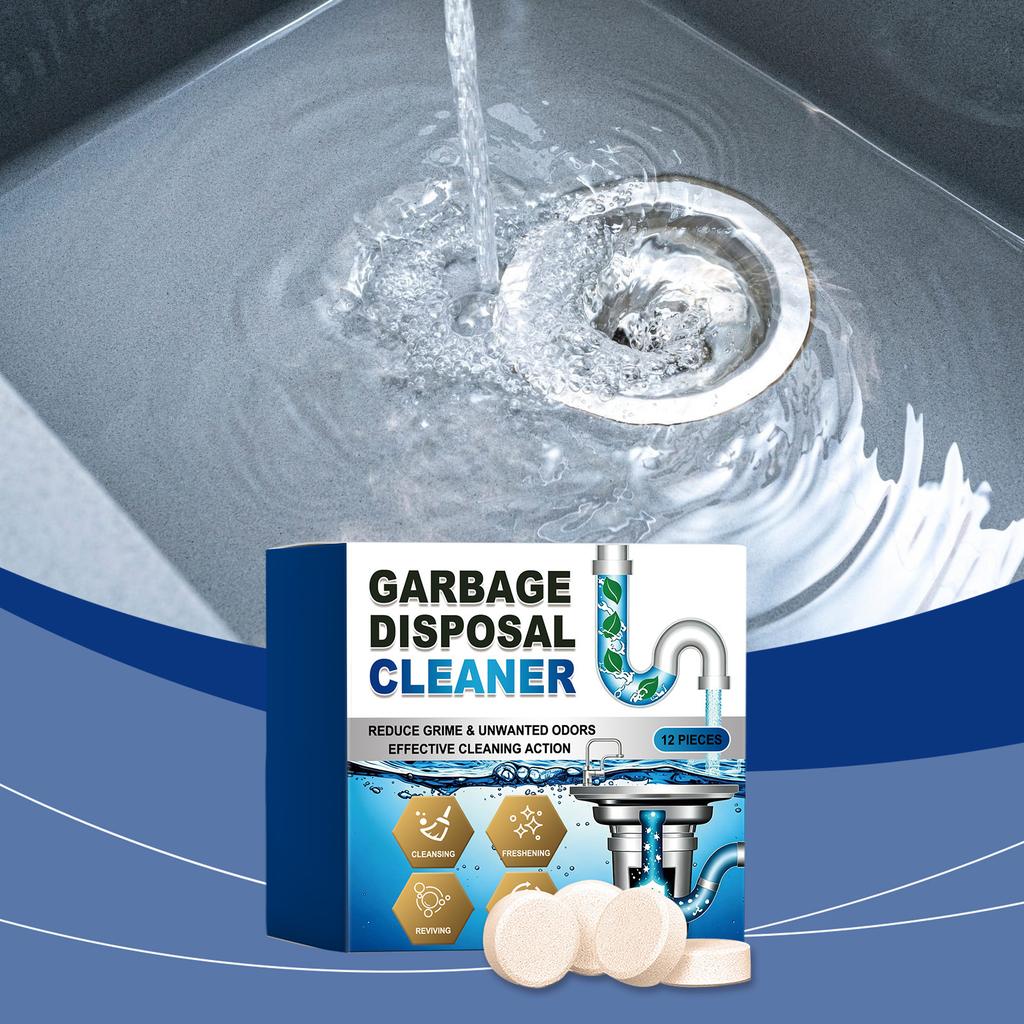 Garbage Disposal Cleaner Tablets 12 Pieces Effective Cleaning Action for Kitchen Sink Drain and Garbage Disposal Maintenance