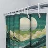 Vintage Landscape Shower Curtain Retro Mountain Moon Forest Design Artistic Bathroom Decor For Nature Lovers Rustproof Hooks