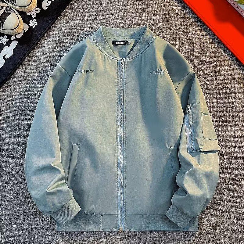 

Men s Retro Embroidered Baseball Cotton Jacket - Unisex Loose Fit for Autumn/Winter XL