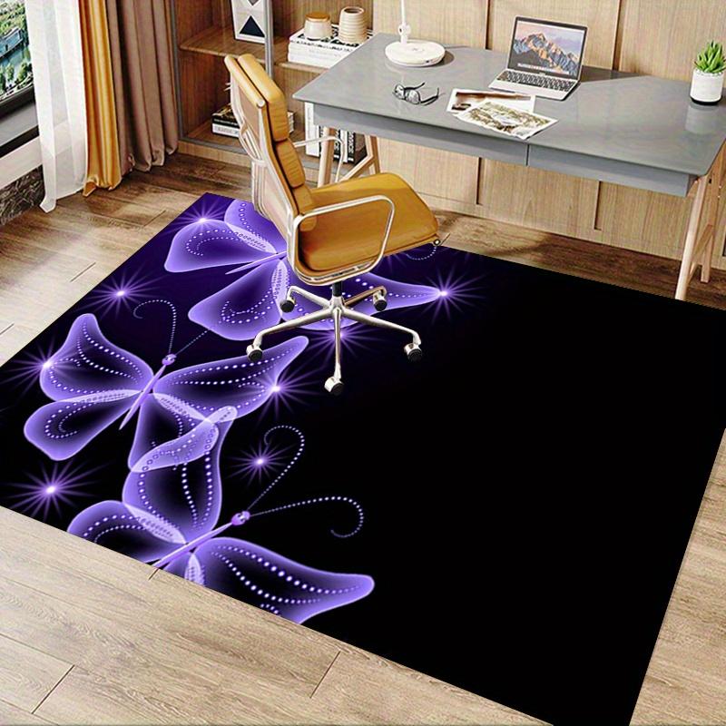 1pc. Purple Butterfly Home Decorative Rug Office Chair Mat Outdoor Carpet Gift for Women Girls Kids Room Bedroom Living Room