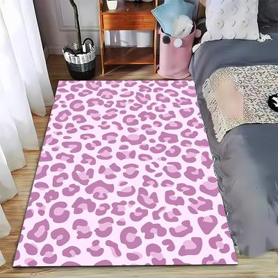 Pink Leopard Print Carpet, Soft Bedroom Decor, Modern Animal Pattern Style Suitable for Use As an Anti-slip for Living Room Bedroom Sofas