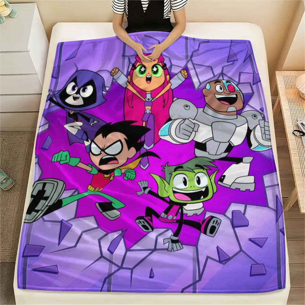 Teen Titans Go Character Blanket, Youth Throw for Home Decoration, Exclusive Gift for Modern Cartoon Fans.chl