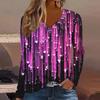 Plus size European and American Fashion 2025 Women's Elegant V-neck Long Sleeve T-shirt