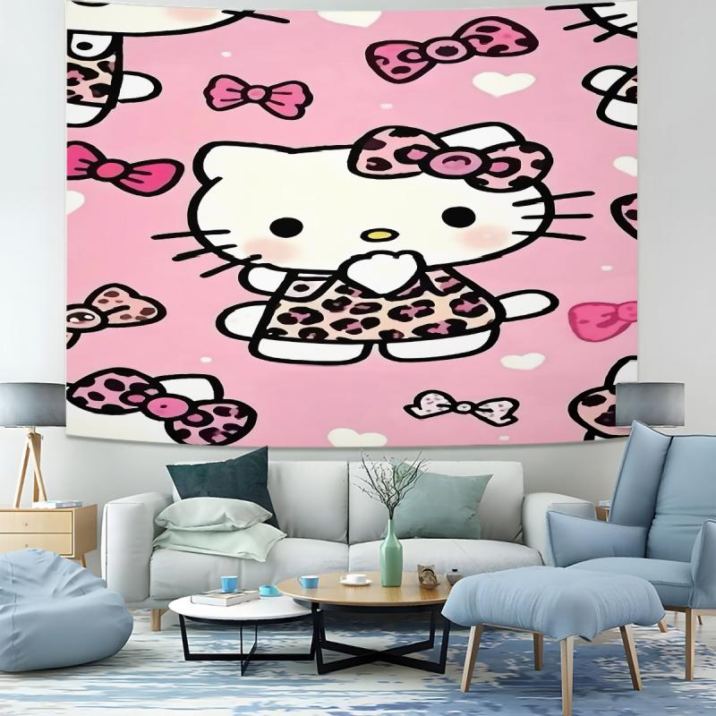 Hello Kitty Pink Tapestry Wall Hanging Kawaii Aesthetic Room Decor for Bedroom Dorm Teen Girls
