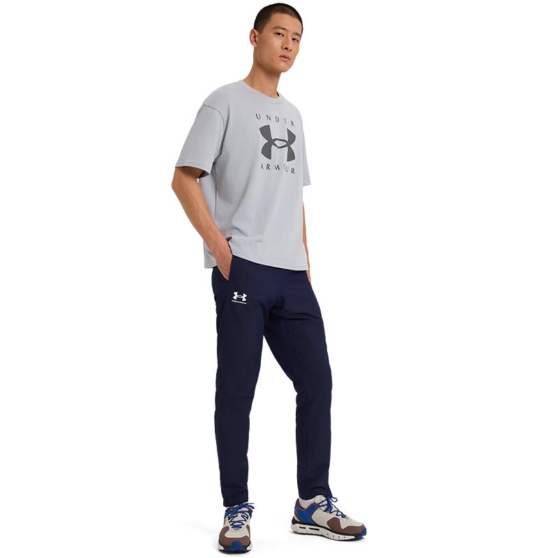 Under Armour Rival Sports Leisure Series Logo Woven Elastic Breathable Casual Pants Men pants Dark-Blue 1390150-410