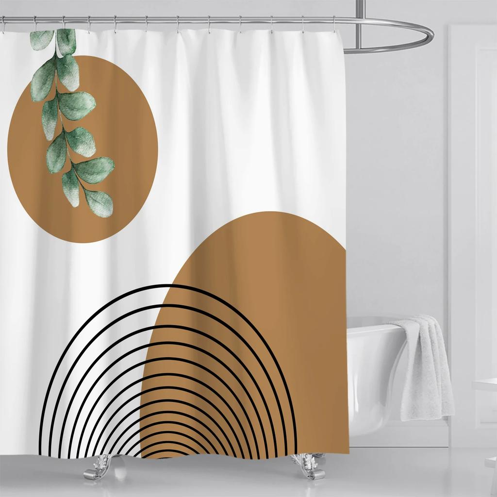 Bathroom Abstract Bohemian Shower Curtain Medieval Minimalist Art Polyester Fabric Shower Curtain 180 * 180CM with 12 Hooks
