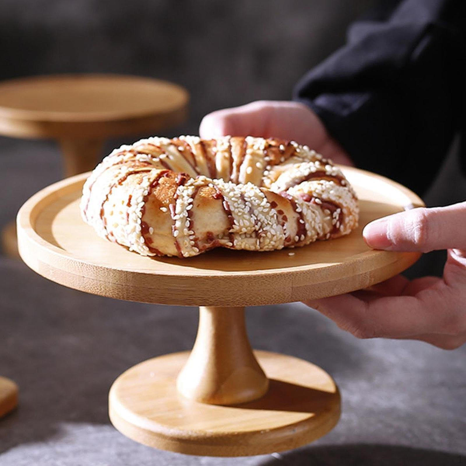 

Бамбуковая подставка для торта, настольный дисплей, поднос для сервировки, держатель для хранения фруктов на годовщину 8inch