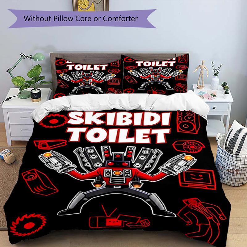 3pcs Skibidi Toilet Multiverse2 Design Cover Set - HD Printed Bedding with 1 Cover and 2 Pillowcases - Perfect for Home and Dorm Decor