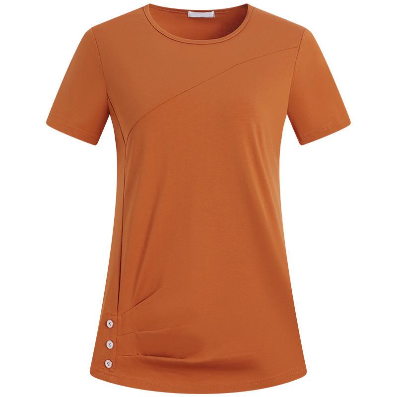 Women's Plus Size Solid Color Short Sleeve T-Shirt - Summer 2023 Fashion for Middle-Aged Women
