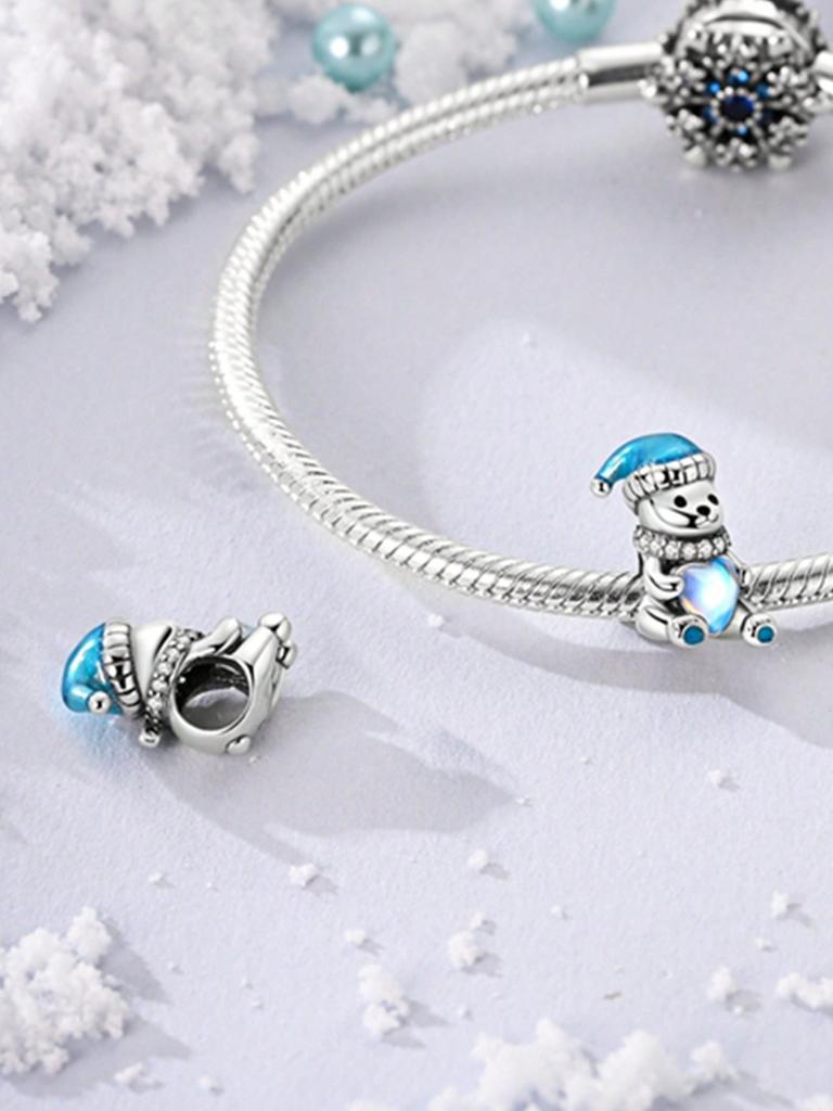 Copper Plated Original Christmas Bear Snowman Penguin Beads Fit Bracelet Women'S Jewelry Gift