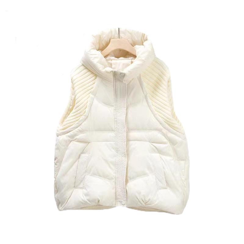 Gestrickte Ärmel Daunenweste Damen 2024 Winter Neue Mode Kapuzendesign Warme kleine Verschleißweste