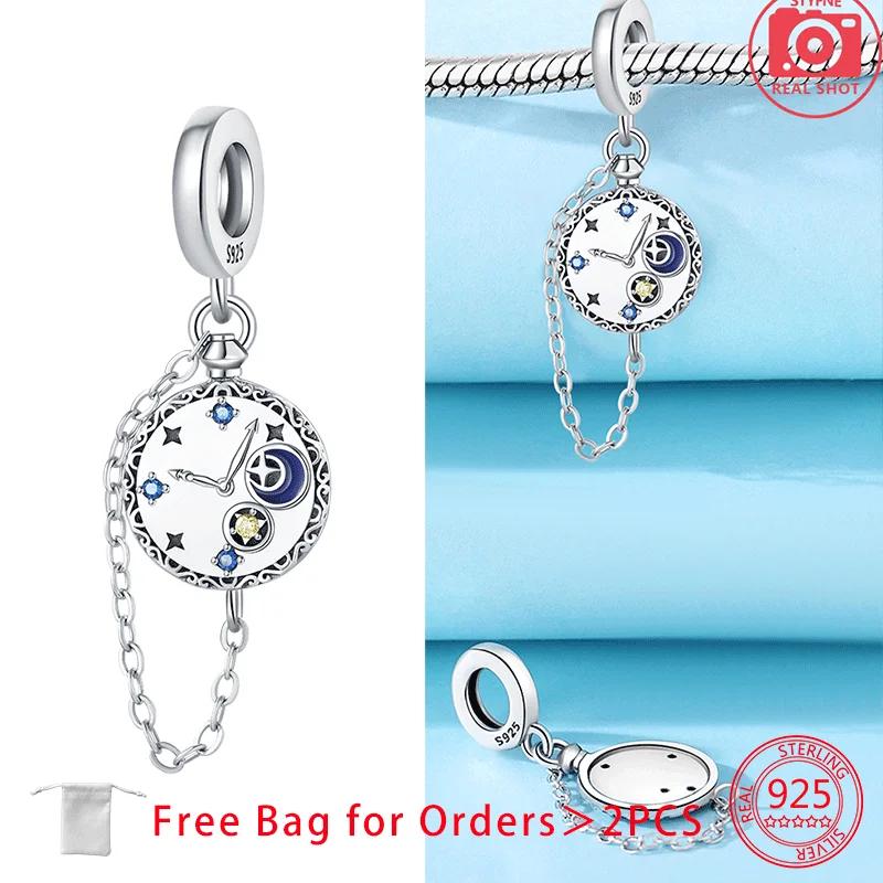 Charms Shining Zircon Moon Planet Rainbow Star Beads Copper Pendant Fit Original Bracelets Diy Women Jewelry Fine Gift