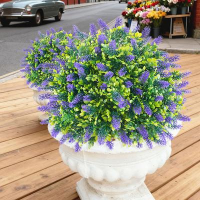 Sztuczna Lawenda Topiary Kula Odporna na UV Sztuczny Bukszpan Krzewy z Kolcem do Wbijania w Ziemię Sztuczne Wieczniezielone Drzewo Roślina do Wnętrz na Zewnątrz Weranda Patio