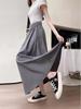 Pleated Yamamoto High-Waist A-line Skirt: Women's Spring/Summer 2025 Korean Style, Slimming, Plus Size, Mid-Length, Hip-Covering Skirt