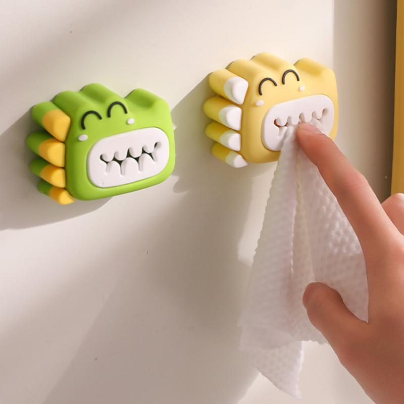 Dinosaur Bathroom Holder Storage Holder Dinosaur Towel Holder Waterproof Storage Clip Strong Adhesive Bathroom Organizer Durable