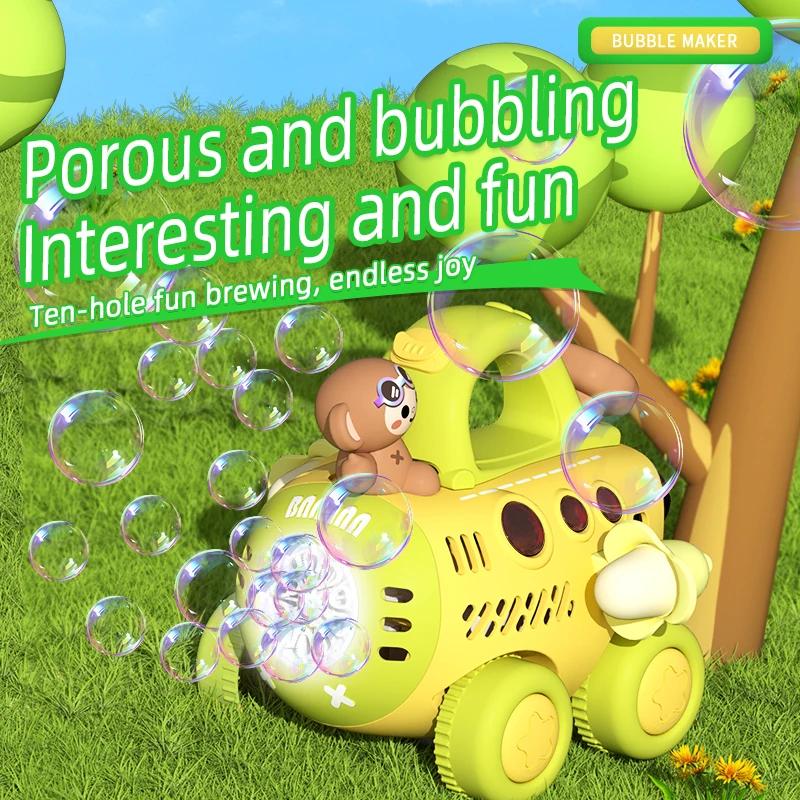 Children Hand Push Bubble Cart Baby Soap Bubbles Machine Automatic Blowing Cute Animal Walker Push Child Outdoor Games Toys Kids