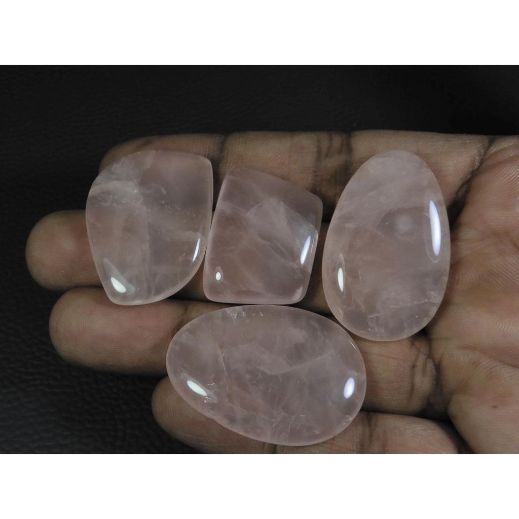 4 szt. Naturalny Baby Pink Kwarc Różowy Fantazyjny Kaboszon Luźny Kamień Szlachetny Partia 195 Ct. A-759