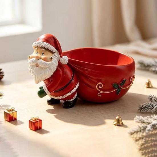 Holiday Home Table Centerpiece Santa Claus Candy Bowl, Resin Christmas Desktop Organizer, Decorative Fruit Dish, Bowl Creative Storage for Tabletop