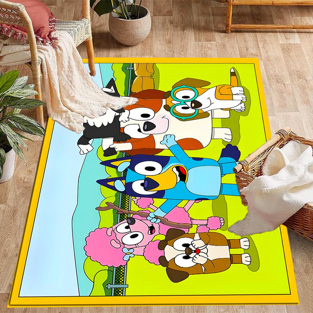 Tappeti Antiscivolo a Tema Amici Colorati di Bluey - Arredamento per la Casa in Poliestere, Adatti per Camere da Letto, Soggiorni, Ingressi, Studi e Decorazioni