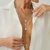 Spice Girl Cross Metal Pendant Necklace Elegant Pearl Beaded Y-Shaped Clavicle Chain Multilayer