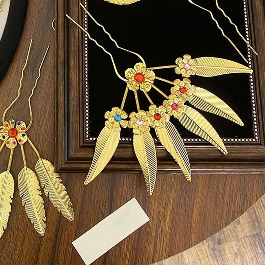 Elegant Crystal Filigree Hair Stick Buyao for Girls Ancient Chinese Hairpin Traditional Hanbiuk Decorative Cosplay