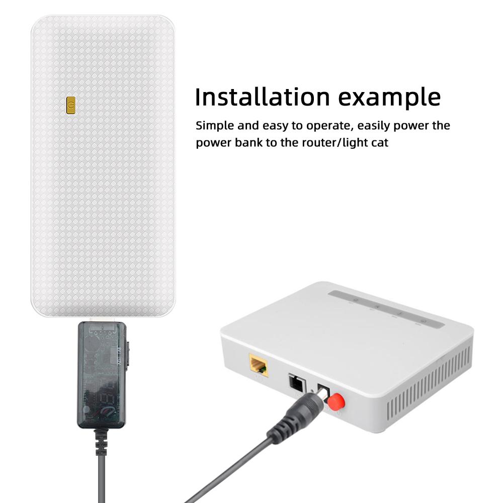 USB 5V to 9V/12V Router Optical Cat Boost Cable 5.5*2.1MM DC Port 1 Drag 2 Original Chip Digital Display UPS Charging Cable