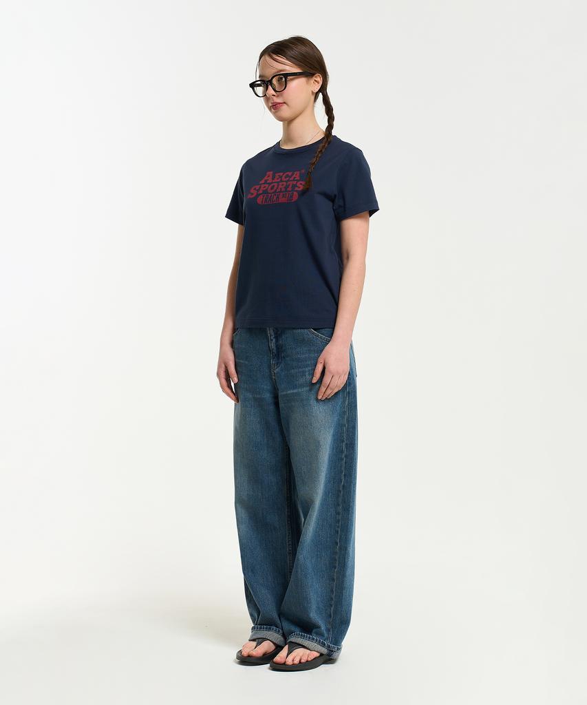 AECA (Woman) Color Chain Stitch Aeca Sports Half Sleeve Tee-Navy