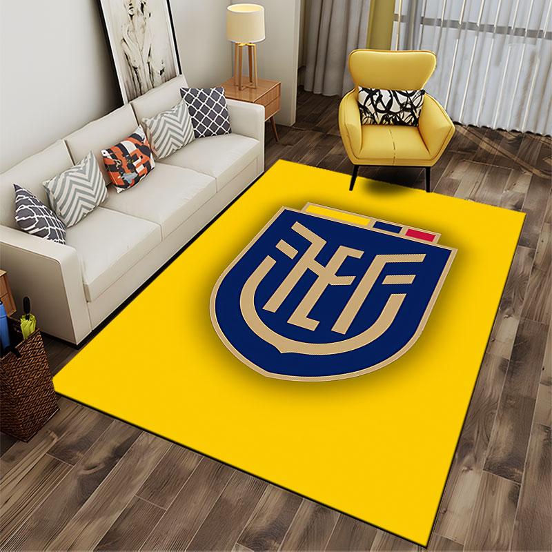 Yellow and Blue Shield Logo Carpet suitable as a non-slip mat for the living room or bedroom sofa