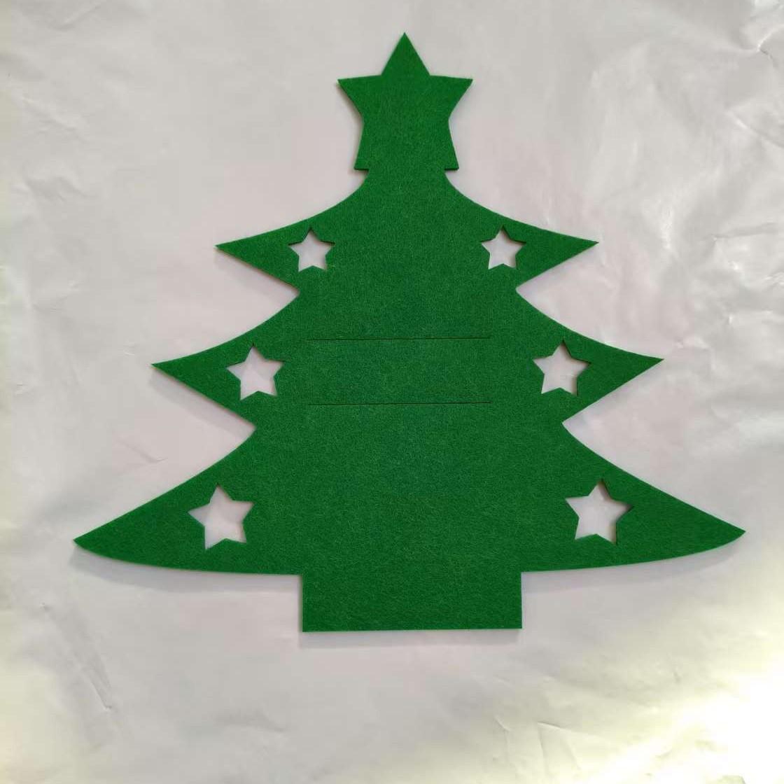 

12 шт. Різдвяні фетрові підкладки для столових приборів у формі ялинки з декором зірок, міцні, для дому, різдвяної святкової вечірки, аксесуари для декору столу 1pc зелений