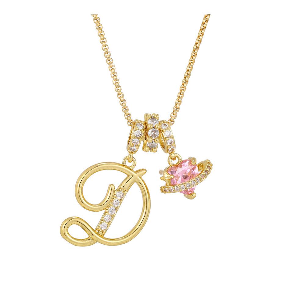 Women's Initial Heart Necklace Name Art Design Letter Jewelry Chain Adjustable Accessories