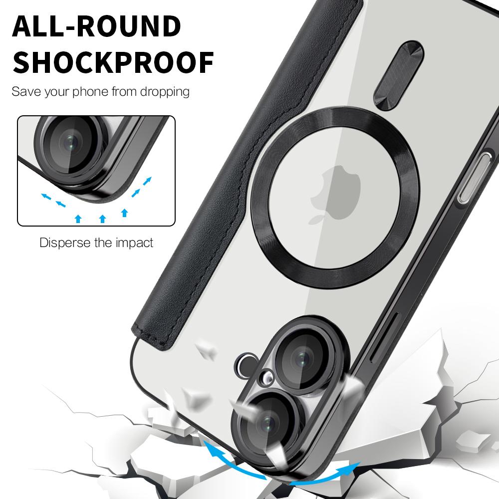 For iPhone 16 Plus Case Compatible with MagSafe Rhombus PU Leather Phone Cover